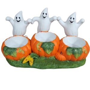 Three little boo's, partylite halloween‎ ghost trio candle holder